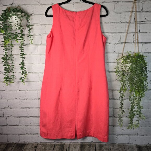 JESSICA HOWARD LINEN BLEND SHEATH DRESS IN AZALEA PINK LINED SIZE 14 EUC - Picture 4 of 6